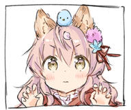 1_female 1_other 1girl 1other animal animal_ears animal_on_head avian bangs bird bird_on_head blush capelet claw_pose clothing commentary_request ears eyebrows eyebrows_visible_through_hair female flower frame hair hair_between_eyes hair_flower hair_ornament long_hair looking_at_viewer on_head original paw_pose pink_hair point_of_view portrait red_capelet safe shirt sidelocks simple_background v-shaped_eyebrows wataame27 wavy_mouth white_background white_shirt wolf-chan_(wataame27) wolf_ears wolf_girl yellow_eyes // 706x593 // 232.3KB