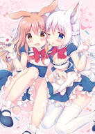 2_females 2d ;p amedamacon animal_ears animal_tail anthropomorphism bad_id bad_pixiv_id bangs blue_dress blue_eyes blush braid breasts brown_eyes brown_hair bunny_ears bunny_girl bunny_tail canine commentary_request cupcake d dress ears explicit eyebrows eyebrows_visible_through_hair eyes face facial_expression female food footwear fox fox_ears fox_girl fox_tail frills fruit hair hair_between_eyes half_updo hands_up holding holding_food knees_up legwear long_hair looking_at_viewer maid mammal mary_janes medium_breasts multiple_females multiple_girls one_eye_closed open_mouth original original_character pastry_bag pink_background pixiv_65396680 point_of_view rabbit_ears rabbit_girl safe shoes simple_background sitting small_breasts smile strawberry sweets tail tareme tareme_eyes tasting thigh-highs thighhighs tongue tongue_out wakasa3426 wariza wavy_mouth whipped_cream white_hair white_legwear wrist_cuffs うさぎ きつね 美味しそう！ // 714x1000 // 554.3KB