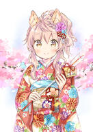 1_female 1girl animal animal_ear_fluff animal_ears arrow arrow_(projectile) avian bell bird blue_flower bluebird blush braid brown_eyes closed_mouth commentary_request ears ema eyes face facial_expression female floral_print flower hair_flower hair_ornament hair_tie hamaya high_ponytail holding holding_arrow japanese_clothes jingle_bell kimono long_hair long_sleeves obi original photoshop_(medium) pink_flower pink_hair ponytail print_kimono red_kimono red_ribbon ribbon safe sash sidelocks smile solo tied_hair tree_branch upper_body wataame27 wide_sleeves wolf-chan_(wataame27) wolf_ears // 627x885 // 525.0KB