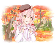 1_female 1girl ahoge animal animal_ear_fluff animal_ears autumn_leaves bangs bear beret bird blush bow brown_eyes brown_headwear bunny center_frills clothing commentary_request day ears eyebrows eyebrows_visible_through_hair eyes face facial_expression female forest frills hair hair_between_eyes hair_ribbon hands_up hat headwear leaf long_hair long_sleeves low_twintails nature original outdoors outside parted_lips pink_hair puffy_long_sleeves puffy_sleeves rabbit red_ribbon ribbon safe shirt sleeves_past_wrists smile solo tied_hair tilted_headwear tree twintails upper_body wataame27 white_bow white_shirt wolf_ears // 752x620 // 352.9KB