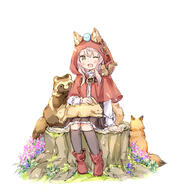 1_female 1girl ;d animal animal_ears animal_on_head animal_on_lap animal_on_shoulder animal_tail bangs bird bird_on_head black_legwear black_skirt blue_flower bluebird blush boots brown_eyes bunny capelet clothing commentary_request ears ears_through_headwear eyebrows eyebrows_visible_through_hair eyes face facial_expression fang female flower footwear fox full-length_portrait full_body hair hair_between_eyes hood hood_up hooded_capelet kneehighs legwear long_hair long_sleeves mammal on_head one_eye_closed open_mouth original pink_hair pleated_skirt purple_flower rabbit raccoon red_capelet red_footwear safe shirt simple_background sitting skirt smile solo squirrel tail tree_stump wataame27 white_background white_flower white_shirt wolf-chan_(wataame27) wolf_ears wolf_girl wolf_tail // 841x919 // 335.4KB