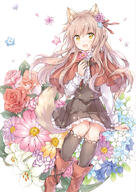 1_female 1girl animal_ear_fluff animal_ears animal_tail bangs black_legwear black_skirt blonde_hair blush boots brown_footwear capelet center_frills clothing d daisy double_breasted dress ears explicit eyebrows eyebrows_visible_through_hair face facial_expression fang female floral_background flower flower_request footwear forget-me-not_(flower) frilled_cuffs frilled_dress frilled_skirt frills hair hair_flower hair_ornament hair_ribbon high-waist_skirt holding holding_flower hood hood_down hooded_capelet kneehighs legwear light_brown_hair lily_(flower) long_hair long_sleeves looking_at_viewer open_mouth original petals photoshop_(medium) pink_flower pink_rose pleated_skirt point_of_view red_capelet red_flower red_rose ribbon rose safe shirt sidelocks sitting skirt smile solo tail underbust very_long_hair wataame27 wavy_hair white_shirt wolf-chan_(wataame27) wolf_ears wolf_girl wolf_tail yellow_eyes // 627x884 // 261.9KB