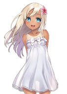 10s 1_female 2 alternate_costume anthropomorphism arms_behind_back blonde_hair blue_eyes blush bow cowboy_shot d dark_skin dress explicit eyes face facial_expression female floating_hair flower hair hair_flower hair_ornament happy kantai_collection kyon01 kyon_(fuuran) loli long_hair open_mouth pixiv_20185 pixiv_54201656 ribbon ro-500_(kantai_collection) round_teeth safe sankaku_channel see-through see-through_silhouette simple_background smile solo spaghetti_strap sundress tadano_kyon tan tan_lines tanned teeth white_background white_dress young あんのうん ろーちゃんです // 530x750 // 97.6KB