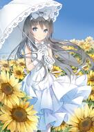 1_female 1girl ame27 black_hair blue_bow blue_eyes blue_sky bow clothing day dress explicit eyes face facial_expression female field floating_hair flower flower_field gloves hair hair_bow hairband holding holding_object holding_umbrella loli long_black_hair long_hair looking_at_viewer original original_character outdoors outside pixiv_3596363 pixiv_52322338 point_of_view ribbon safe sky sleeveless sleeveless_dress smile solo standing standing_position sunflower tagme umbrella very_long_hair wataame27 white_dress white_gloves white_ribbon white_umbrella yellow_flower young なにこれかわいい ひまわり わたあめ ノースリーブワンピース パラソル 向日葵 // 602x850 // 699.1KB