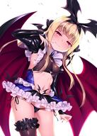 1_female arm_up asymmetrical_legwear bangs bat_wings between_breasts black_bow black_hair_ornament black_hairband black_panties black_skirt black_underwear black_wings blonde_hair blood blood_on_face bloody_hands blue_ribbon blue_skirt blunt_bangs blush bodily_fluids bow bow_panties breasts bridal_gauntlets brown_legwear closed_mouth collar commentary_request corruption covered_erect_nipples covered_nipples demon demon_girl erect_nipples erect_nipples_under_clothes explicit eyebrows eyebrows_visible_through_hair eyes face facial_expression female female_focus female_only fingernails focus_on_female_character frilled_skirt frills from_below garter glint hair hair_bow hair_ornament hairband half-closed_eyes head_tilt high_resolution juliet_sleeves latex legwear long_fingernails long_hair long_sleeves looking_at_viewer microskirt mononobe_alice monster nail_polish navel nijisanji nipples nipples_visible_through_clothing o-ring o-ring_top panties point_of_view puffy_sleeves purple_nails questionable raised_eyebrows red_eyes red_wings ribbon ribbon_panties safe satou_kuuki seductive_smile shiny shiny_clothes shiny_hair shiny_skin side-tie side-tie_panties sidelocks simple_background single_thigh-high skirt slit_pupils small_breasts smile solo solo_female standing_position stomach straight_hair succubus thigh-highs thighhighs underwear viewed_from_below virtual_youtuber white_background wing_collar wings // 1000x1399 // 190.3KB