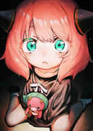 1_female absurd_resolution anya_forger artist black_dress blush dress eyes female green_eyes high_resolution looking_at_viewer medium_length_hair open_mouth pink_hair safe solo spy_x_family stuffed_animal stuffed_toy // 2480x3508 // 7.5MB