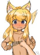 5_fingers animal_humanoid anongaijin blonde_hair blue_eyes blush canid canid_humanoid canine canine_humanoid cub cute_fangs disembodied_hand dog_humanoid duo eyes fangs female fingers flat_chest hair humanoid liru loli looking_at_viewer mammal mammal_humanoid navel open_mouth pixiv_1383506 pixiv_48201810 point_of_view questionable questionable_age renkin_san-kyuu_magical_pokaan rori rori_(artist) simple_background stomach surprised tan_body tanned tongue white_background young りる ろりる // 508x702 // 305.7KB