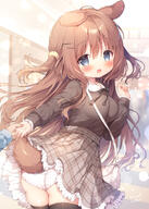 1_female 1_other 1girl 1other 2d_art animal_ears animal_tail ass bag black_legwear blue_eyes blush breasts brown_hair brown_shirt brown_skirt child clothes_lift clothing commentary_request cowtits dog_ears dog_tail ears explicit eyes face facial_expression fang female female_child from_behind hair_ornament hairclip hand_holding high_resolution highres holding_hands kneesocks legwear lolibooru.moe long_hair looking_back momozu_komamochi open_mouth oppai_loli original panties pattern pixiv_95909422 plaid plaid_skirt questionable shirt skirt skirt_lift smile tail tail_lift thighhighs thighs two_side_up underwear white_panties white_underwear 「次はあのお店行こっ！✨」 けもみみ 桃豆こまもち@お仕事募集中 // 1072x1500 // 1.3MB