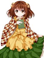1_female apron bell book book_(books) brown_eyes brown_hair female fringe girl hair_bell hair_ornament japanese_clothes jingle_bell long_hair looking_at_viewer motoori_kosuzu red_eyes red_hair ruu_(tksymkw) safe simple_background single skirt_hold smile solo tall_image touhou traditional_clothes two_side_up white_background wide_sleeves // 750x1000 // 421.4KB