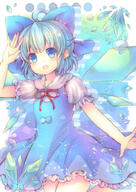 1_female 1girl ahoge blonde_hair blue_dress blue_eyes blue_hair blush bow cirno dress female girl hair_bow ice ice_wings looking_at_viewer mature open_mouth pjrmhm_coa pov puffy_sleeves safe shirt short_hair single solo tall_image touhou wings // 706x1000 // 122.2KB