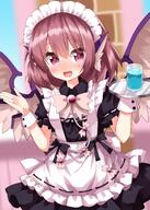 1girl alternate_costume apron black_dress blush bow bowtie brown_hair cowboy_shot cup d dress enmaided eyebrows_visible_through_hair frilled_apron frills hair_between_eyes head_wings headdress highres holding looking_at_viewer maid maid_apron maid_headdress mystia_lorelei open_mouth pink_eyes puffy_short_sleeves puffy_sleeves ruu_(tksymkw) short_hair short_sleeves smile solo touhou touhou_project tray white_apron wings wrist_cuffs // 1000x1400 // 1.0MB