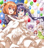 6+girls ^_^ aqua_eyes balloon bangs bare_shoulders blonde_hair blue_hair blue_sky bouquet bridal_veil bride brown_hair carrying closed_eyes clothing commentary_request d day diadem dress elbow_gloves endou_yuki eyes_closed female flower formal gloves hair_between_eyes happy headdress headwear high_resolution highres holding holding_bouquet holding_object inose_mai jewelry koisuru_asteroid konohata_mira light_brown_hair manaka_ao morino_mari multiple_girls necklace one_side_up open-mouth_smile open_mouth orange_eyes orange_hair outdoors princess_carry purple_hair questionable ruu_(tksymkw) sakurai_mikage sensitive short_hair sky smile suit tied_hair twintails veil wedding wedding_dress white_dress white_gloves wife_and_wife yuri // 2000x2166 // 2.9MB