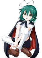1_female antennae blush butterfly_sitting cape female footwear fringe full_body girl green_eyes green_hair hair_between_eyes hands_together indian_style leg_hold legwear loafers looking_at_viewer matching_haireyes mature open_mouth over-kneehighs pov rakugakiyarou ruu_(tksymkw) safe shoes short_hair short_sleeves shorts simple_background single sitting slip-on_shoes solo tall_image thigh-highs thighhighs touhou v_arms white_background white_legwear white_thighhighs wriggle_nightbug // 729x1000 // 258.0KB