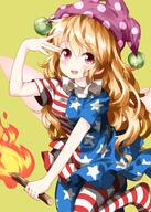 1_female 1girl american_flag_dress american_flag_legwear arm_up bangs blonde_hair blue_dress blue_legwear blush breasts clownpiece commentary_request d danbooru danbooru-safebooru dress eyebrows eyebrows_visible_through_hair fairy_wings feet_out_of_frame female fringe gelbooru girl green_background hair_between_eyes hat holding holding_torch jester_cap legwear long_hair looking_at_viewer mature neck_ruff no_shoes one_arm_up open_mouth pantyhose pink_eyes polka_dot polka_dot_hat polka_dot_headwear pov purple_eyes purple_hat purple_headwear red_dress red_legwear ruu_(tksymkw) s safe safebooru short_dress short_sleeves simple_background single small_breasts smile solo star star_(symbol) star_print striped striped_dress striped_legwear tall_image thighs torch touhou violet_eyes white_dress white_legwear wings yellow_background // 1000x1400 // 983.8KB