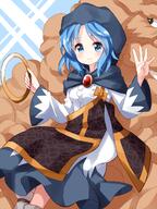 1_female 1girl animal bangs blouse blue_eyes blue_hair blush bow breasts brooch center_frills dress eyebrows eyelashes feet_out_of_frame female footwear girl hands_up high_resolution highres holding hood hood_up hoop kesa kumoi_ichirin light_smile long_skirt long_sleeves looking_at_viewer mature medium_hair parted_bangs pov ring ruu_(tksymkw) safe shoes short_hair skirt small_breasts smile solo_focus standing tall_image touhou unzan waving white_dress wide_sleeves // 1000x1333 // 841.8KB