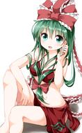 1_female adapted_costume aqua_eyes bad_id bad_twitter_id bare_shoulders bikini blush bow collarbone d female from_above front_ponytail girl green_eyes green_hair hair_bow hair_ornament hair_ribbon hand_on_own_face kagiyama_hina long_hair looking_at_viewer matching_haireyes mature midriff navel open_mouth pareo ponytail pov red_bikini red_swimsuit ribbon ribbon_(ribbons) ruu_(tksymkw) safe sarong seashell shell shell_to_ear simple_background single sitting skirt smile solo standing stomach swimsuit swimwear tall_image tied_hair touhou white_background // 615x1000 // 422.2KB
