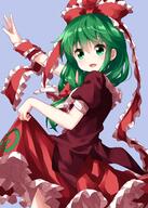 1_female 1girl arm_up bangs blouse blue_background blush bow commentary_request cowboy_shot danbooru danbooru-safebooru eyebrows eyebrows_visible_through_hair female frilled_ribbon frilled_shirt_collar frills fringe gelbooru girl green_eyes green_hair hair_between_eyes hair_bow hair_ribbon high_resolution highres kagiyama_hina long_hair looking_at_viewer mature open_mouth outstretched_arm petticoat pov puffy_short_sleeves puffy_sleeves purple_background red_blouse red_bow red_ribbon red_skirt ribbon ruu_(tksymkw) safe safebooru short_sleeves simple_background single skirt skirt_hold skirt_set smile solo standing tall_image touhou wrist_ribbon // 1000x1400 // 923.0KB