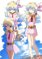 ( 1girl ^_^ a444957628 bare_shoulders blonde_hair blue_eyes blue_hair blue_sky blush breasts closed_eyes closed_mouth cloud commentary_request day dress feet_out_of_frame flower-shaped_pupils frown head_tilt heijialan highres long_hair multicolored_hair multiple_views nia_teppelin pink_dress pleated_skirt skirt sky sleeveless sleeveless_dress small_breasts smile standing symbol-shaped_pupils tengen_toppa_gurren_lagann two-tone_hair v-shaped_eyebrows very_long_hair white_background white_skirt 黑伽 // 1061x1500 // 1.6MB