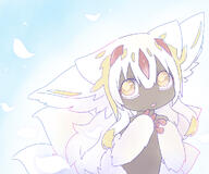 1girl ameamee69 animal_ears blonde_hair blue_background bright_pupils claws commentary_request completely_nude dark-skinned_female dark_skin faputa fewer_digits hair_between_eyes hands_up long_hair looking_at_viewer made_in_abyss multicolored_hair multiple_sources multiple_tails nude o parted_lips petals sensitive sidelocks solo streaked_hair tail upper_body very_dark_skin white_fur white_hair yellow_eyes yellow_pupils // 1200x1000 // 657.4KB