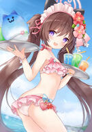 1girl animal_ears ass bangs bikini blue_archive blush bracelet breasts brown_hair cat_ears clothing commentary_request cup drinking_glass female flower frilled_bikini frilled_swimsuit frills hair_flower hair_ornament halo high_resolution highres jewelry kata_rosu kawawa_shizuko lamina long_hair looking_at_viewer navel nekomimi official_alternate_costume official_alternate_hairstyle official_alternative_hairstyle open_mouth purple_eyes questionable ring sensitive shaved_ice shizuko_(blue_archive) shizuko_(swimsuit)_(blue_archive) siunaus0421 small_breasts smile solo swimsuit tied_hair tray twintails useless_tags very_long_hair ブルアカ ブルーアーカイブ 剥ぎ取りたいパンツ 水着シズコ 河和シズコ // 1422x2016 // 2.3MB