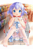 1girl ass blue_eyes blue_hair blush clothing commentary_request contentious_content dress feet female female_focus full_body gochuumon_wa_usagi_desu_ka? hair_ornament hairclip high_resolution highres holding in_shopping_cart kafuu_chino knees_up l.h.b legs legwear list loli lolibooru looking_at_viewer lying no_shoes on_back open_mouth painter-lhb panties panties_under_pantyhose pantsu pantyhose paper questionable safe sensitive shopping_cart short_hair short_twin_tails short_twintails soles solo stuffed_animal stuffed_bunny stuffed_toy sundress supermarket thighs tied_hair toes twin_tails twintails underwear white_dress white_legwear white_panties white_pantsu white_pantyhose white_underwear ごちうさ ご注文はうさぎですか? チノ パンツ 何を買いますか？ 女の子 白いストッキング 白タイツ 白丝 香風智乃 // 1000x1474 // 1.9MB
