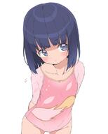1girl 2d arms_behind_back athletic_leotard black_hair blue_eyes blush bubukka character_request child clavicle clothing collarbone copyright_request expressionless female female_child female_only female_solo general groin himenogi_rinze leaning_forward leotard lolibooru love_r pink_leotard s safe sankaku sensitive short_hair simple_background solo thighs white_background // 650x812 // 149.4KB