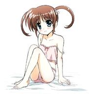 00s 1_female 1girl arm_support ass atfbooru.ninja barefoot bed blue_eyes blush bow brown_hair camisole child colarbone collarbone commentary_request feet female hair_ornament hair_ribbon hair_tie lace lace-trimmed_panties lace_trim leaning leaning_back loli looking_at_viewer lyrical_nanoha mahou_shoujo_lyrical_nanoha mature midriff miyajima_hitoshi panties pink_panties pov questionable ribbon short_hair short_twintails simple_background sitting smile solo strap_slip takamachi_nanoha tied_hair twintails underwear underwear_only white_background young // 700x738 // 51.3KB