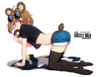 1_female 1girl aged_down ahoge all_fours animal_ears animal_tail ass bear_ears bear_girl bear_tail black_legwear black_thighhighs breasts brown_hair character_name clothes_removed commentary_request crop_top denim denim_shorts doughnut ears eating eyebrows eyebrows_visible_through_hair eyewear eyewear_on_head female firearm food from_side full_body girls'_frontline girls_frontline girls_frontline_1000_users_bookmark glasses grizzly grizzly_mkv grizzly_mkv_(girls'_frontline) grizzly_mkv_(girls_frontline) grizzly_mkv_(teddy_transform!)_(girls'_frontline) gun highres in_profile jacket jacket_removed legwear lolibooru lolibooru.moe looking_at_viewer mature midriff mouth_hold narynn official_alternate_costume pixiv_69270926 pov purple_eyes safe sankaku_channel see-through see-through_silhouette short_hair short_shorts shorts small_breasts solo tail tan tanned thighhighs thighs violet_eyes weapon younger zettai_ryouiki グリズリー(ドールズフロントライン) グリズリーmkv ソックス足裏 ドールズフロントライン ホットパンツ 少女前線 少女前線1000users入り 少女前线 그리즐리 소녀전선 // 2013x1608 // 1.2MB
