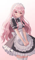 1girl alternate_costume alternate_outfit apron black_bow black_bowtie blush bow bows_(fashion) bowtie closed_mouth clothing dress duplicate enmaided fanart fanart_from_pixiv female female_only general gradient gradient_background hair_between_eyes hairband headdress high_resolution highres holding holding_object holding_tray long_hair looking_at_viewer louise_francoise_le_blanc_de_la_valliere louise_françoise_de_la_baume_le_blanc_de_la louise_françoise_le_blanc_de_la_vallière maid maid_headdress maid_outfit pink_background pink_eyes pink_hair pixel-perfect_duplicate pixiv puffy_sleeves s sankaku seungju_lee shot_z shotz solo standing sunbeam thigh_highs thighhighs thighs tsurime uniform vallière waitress_uniform wavy_hair white_legwear zero_no_tsukaima zettai_ryouiki ゼロの使い魔 メイド服 ルイズ 女の子 少女 // 1200x2044 // 2.1MB