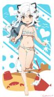 animal_ears beach belly fang swimsuit white_hair // 2637x4731 // 2.7MB