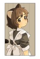 1_female 1girl 2 akai_sashimi animal_ears apron black_eyes brown_hair cat_ears ears female high_resolution highres looking_at_viewer looking_back maid maid_apron original point_of_view redslisedrawfish safe short_hair solo tail め エプロン 裾絞り 赤井さしみ // 825x1200 // 401.4KB