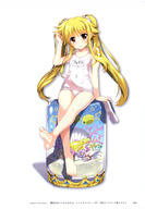 1girl bardiche barefoot blonde_hair blush clothing covered_navel fate_testarossa feet female fujima_takuya highres loli looking_at_viewer lyrical_nanoha mahou_shoujo_lyrical_nanoha name_tag old_school_swimsuit one-piece_swimsuit questionable red_eyes safe sankaku_channel school_swimsuit shiny shiny_clothes shiny_hair shiny_skin skindentation smile solo standing sukumizu swimsuit swimsuits swimwear tank_suit tied_hair toes twintails white_swimsuit yande.re // 2807x4042 // 1.1MB
