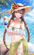 1girl absurdres animal_ears animal_tail anime-pictures.net arm_behind_back artist_revision bare_shoulders bikini blush braid braid_(braids) breasts brown_eyes brown_hair cleavage cleavage_cutout clothing_cutout cloud_(clouds) cocktail cocktail_glass collarbone commentary d drink drinking_straw eyebrows_visible_through_hair fhxha0927 flower flower_(flowers) food fringe fruit funii garter girl hair_between_eyes hat hat_flower hibiscus highres holding horse_ears horse_girl horse_tail innertube large_breasts light_erotic long_hair looking_at_viewer midriff nail_polish navel off-shoulder_bikini off_shoulder open_mouth orange orange_(food) orange_(fruit) orange_slice outdoors palm_tree pareo payot plant_(plants) red_flower revision safe sarong satono_diamond satono_diamond_(umamusume) sea see_through shadow side-tie_bikini single sky smile solo sparkle standing stomach straw_hat sun_hat sunflower sunlight swim_ring swimsuit swimsuits symbol-only_commentary symbol_commentary tail tall_image tree tree_(trees) tropical_drink twin_braids uma_musume_pretty_derby umamusume very_long_hair water_drop white_bikini yellow_flower ※中等部です おっぱい ウマ娘プリティーダービー ウマ娘プリティーダービー10000users入り ウマ娘プリティーダービー5000users入り サトノダイヤモンド(ウマ娘) フ二ィ マニキュア 三つ編み 水着 魅惑の谷間 💎 // 1979x3133 // 968.6KB