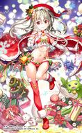 1girl asymmetrical_legwear bangs bell bikini boots box breasts candy candy_cane cape christmas christmas_ornaments christmas_outfit christmas_tree cloak closed_mouth clothing commentary dragon_princess_(zx) dragon_princess_(z_x) elbow_gloves female flower food footwear fujima_takuya full_body fur-trimmed_boots fur-trimmed_cape fur-trimmed_cloak fur-trimmed_gloves fur-trimmed_headwear fur_trim gift gift_box gloves grey_hair hair_between_eyes hair_ornament hand_up hat headwear high_heel_boots high_heels holding holding_object holding_staff holly horns index_finger_raised leg_up legwear lights looking_at_viewer navel questionable red_bikini red_cape red_cloak red_eyes red_flower red_footwear red_headwear red_legwear red_swimsuit red_thighhighs sack santa_costume santa_hat sensitive shoes single_thighhigh small_breasts smile snowflakes solo sparkle staff standing standing_on_one_leg star_(symbol) star_hair_ornament stomach stuffed_animal stuffed_cat stuffed_toy swimsuit thighhighs two_side_up watermark white_gloves wreath zx z_x // 623x1010 // 208.1KB