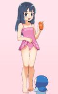 1girl _arceus_and_the_jewel_of_life alternate_costume artist_request bare_legs barefoot blue_eyes blue_hair chiwino collarbone creatures_(company) dawn_(pokemon) dress_swimsuit flat_chest full_body game_freak gen_4_pokemon highres hikari_(pokemon) legs lifted_by_self lolibooru long_hair looking_at_another looking_at_viewer lotion nintendo one-piece_swimsuit open_mouth pink_background pink_one-piece_swimsuit piplup pokemon pokemon_(anime) pokemon_(creature) pokemon_dppt_(anime) safe sensitive shiny shiny_hair sidelocks simple_background skindentation sleeveless smile sunscreen swimsuit toes // 1044x1688 // 95.8KB