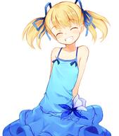 1_female 1girl ^_^ arms_behind arms_behind_back atfbooru.ninja bare_shoulders blonde blonde_hair blue_dress blue_outfit blush blushing bow child closed_eyes cute danbooru dress eyes_closed female flat_chest flower flowers gelbooru gradient grin hair_bow hair_ornament hair_ribbon hair_ribbons hair_tie happy kurasuke loli lolibooru lolibooru.moe long_hair mature original ribbon ribbons safe short_hair simple_background smile solo tagme tied_hair twin_tails twintails white_background young // 635x720 // 173.9KB