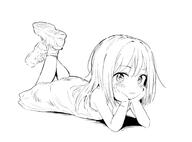 1_female 1girl armpits blush child closed_mouth dress explicit female female_focus female_only female_solo focus_on_female_character footwear full_body general greyscale hands_on_own_cheeks hands_on_own_face healthy8man healthyman high_resolution highres kento0131 legs_up loli lolibooru long_hair looking_at_viewer lying monochrome on_stomach original point_of_view pov safe sankaku_channel shadow shoe_soles shoes simple_background socks solo solo_female white_background young ヘルシーマン // 1775x1313 // 154.5KB