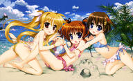 ball beach bikini fate_testarossa fujima_takuya lyrical_nanoha mahou_shoujo_lyrical_nanoha scan swimsuit swimwear takamachi_nanoha yagami_hayate // 5756x3494 // 7.6MB