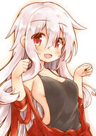 1girl blush breasts chiya_(urara_meirochou) commentary_request eyebrows_visible_through_hair fang female hair_between_eyes high_resolution highres kareya kareya_カレー屋 kareyaカレー屋 long_hair looking_at_viewer medium_breasts open_mouth red_eyes s safe sankaku sensitive simple_background skin_fang smile solo urara_meirochou white_background white_hair うらら迷路帖 千矢 // 992x1403 // 544.6KB