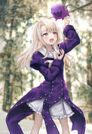 1girl arm_up bangs blurry blurry_background blush brown_hair capelet character_request coat commentary commentary_request d day depth_of_field dress eyebrows eyebrows_visible_through_hair fatestay_night fate_(series) female frilled_dress frills general hand_up ildy illyasviel_von_einzbern light_brown_hair lolibooru long_hair long_sleeves one_arm_up open-mouth_smile open_mouth outdoors outside pleated_dress purple_capelet purple_coat red_eyes safe sankaku_channel smile starcraft starcrafts very_long_hair white_dress zergling // 2054x2981 // 4.6MB