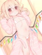 1 1girl 2d_art adult bathrobe bikini blonde_hair blush commentary_request contentious_content female flandre_scarlet flat_chest hair_ornament hair_ribbon high_resolution highres kunya21 light_smile loli lolibooru long_hair long_sleeves looking_at_viewer lying micro_bikini navel on_back partial_commentary pettanko pixiv_86177809 pointed_ears pointy_ears questionable r-18 red_eyes red_ribbon ribbon sakurea sankaku_channel solo stomach string_bikini swimsuit swimwear touhou touhou_project white_bikini white_swimsuit wings おへそ さくれあ ぬくぬく フランドール・スカーレット マイクロビキニ 指を突っ込みたいへそ 撫で回したいお腹 東方project 極上の貧乳 生まれたままの姿(産まれたままの姿)全裸(ヌード) 着る毛布 // 950x1250 // 833.7KB