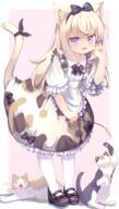 1girl 2d_art 3 absurdres animal_ears apron azunakano1111 bangs bent_over cat cat_ears cat_girl cat_tail cat_teaser commentary_request d eyebrows_visible_through_hair full_body hair_between_eyes highres holding leaning_forward long_hair looking_at_viewer maid maid_apron maid_headdress mary_janes open_mouth original pantyhose pixiv_4272325 pixiv_92117539 purple_eyes ribbon safe senifu shoes sidelocks silver_hair simple_background smile standing tail tail_ornament tail_ribbon two-tone_background violet_eyes white_legwear こねこちゃん❤ セニフ // 1414x2490 // 2.2MB