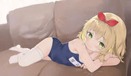1 1girl 2d_art aak absurdres blonde_hair blue_one-piece_swimsuit blue_swimsuit bow chalie308 clothing commentary_request contentious_content couch crossed_arms female green_eyes hair_bow high_resolution highres idolmaster idolmaster_cinderella_girls large_filesize loli lolibooru looking_at_viewer lying on_side on_stomach one-piece_swimsuit pixiv_22601389 pixiv_97689541 q questionable ribbon safe sakurai_momoka sakurai_momoka_(idolm@ster) sankaku school_swimsuit sensitive short_hair smile solo sukumizu swimsuit swimsuits tank_suit the_idolm@ster the_idolm@ster_cinderella_girls thighhighs translated very_high_resolution white_legwear white_thighhighs スク水 モモカちゃん~ ロリ 櫻井桃華 // 3602x2103 // 6.8MB