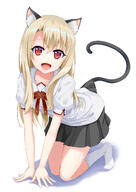 1_female 1girl all_fours animal_ear_fluff animal_ears animal_tail atm_(pixiv6921541) bangs blonde blonde_hair cat_ears cat_tail clavicle collarbone collared_shirt commentary_request d ears eyebrows eyebrows_visible_through_hair eyelashes fate fatekaleid_liner_prisma_illya fate_(series) female general grey_skirt hair_between_eyes hair_intakes homurahara_academy_school_uniform homurahara_academy_uniform illyasviel_von_einzbern kemonomimi_mode knee_highs kneehighs lolibooru lolibooru.moe long_hair looking_at_viewer miniskirt neck_ribbon nekomimi open_mouth pleated_skirt point_of_view questionable red_eyes red_ribbon ribbon safe sankaku_channel school_uniform sensitive shiny shiny_hair shirt short_sleeves simple_background skirt smile socks solo tail very_long_hair white_background white_legwear white_shirt white_socks wing_collar // 1181x1671 // 735.3KB