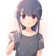 1_female 1girl atu bangs blue_hair commentary_request cup eyebrows eyebrows_visible_through_hair female gelbooru grey_shirt hair_down hand_up holding holding_cup looking_at_viewer mug open_mouth point_of_view purple_eyes safe sensitive shima_rin shirt short_hair smile solo upper_body violet_eyes yuru_camp yurucamp // 1000x1000 // 76.7KB