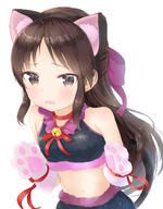 10s 1_female 1girl animal_ears animal_hands bell black_eyes black_hair blush bow breasts brown_eyes brown_hair cat_ears cat_paws choker commentary_request ears female gloves hair_bow hair_ornament idolmaster idolmaster_cinderella_girls jingle_bell kashiwamochi_roko lolibooru lolibooru.moe long_hair looking_at_viewer mature navel open_mouth paws pov ribbon safe sakuramochi_rocco sensitive shy simple_background small_breasts solo stomach tachibana_arisu white_background // 1122x1436 // 1.2MB