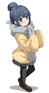 1_female 1girl absurd_resolution absurdres aikawa_ryou bangs black_legwear black_pantyhose blue_hair blue_skirt blush brown_footwear brown_sweater commentary commentary_request eyebrows eyebrows_visible_through_hair female footwear fringe_trim full_body gelbooru grey_scarf hair_bun high_resolution highres legwear loafers long_sleeves looking_at_viewer pantyhose parted_lips pleated_skirt point_of_view pov purple_eyes s safe sankaku sankaku_channel scarf sensitive shadow shima_rin shoes simple_background single_hair_bun skirt sleeves_past_fingers sleeves_past_wrists slip-on_shoes solo standing sweater tied_hair tonbi12 very_high_resolution violet_eyes white_background yuru_camp yurucamp だぼだぼリンちゃん ゆるキャン△ 志摩リン 相川りょう // 1374x2604 // 733.0KB