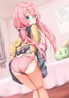 1_female 1girl adjusting_clothes adjusting_panties arched_back arms_at_sides arms_behind_back ass bangs bed bent_knees blue_eyes blurry blurry_background blurry_foreground blush clip_studio_paint clipstudiopaint clothes_lift commentary_request cowboy_shot curtains depth_of_field dutch_angle eyebrows_visible_through_hair female from_behind hair_between_eyes hair_ornament hair_scrunchie hair_tie high-quality_panties high_resolution highres indoors kagamihara_nadeshiko kikit leaning leaning_forward lifted_by_self lolibooru long_hair long_sleeves looking_at_viewer looking_back low_twintails mature mochiyuki panties pantsu panty_pull pillow pink_hair pink_panties pink_pantsu pixiv_67280012 pixiv_827582 plaid plaid_panties pleated_skirt pov questionable safe sailor_collar sailor_uniform school_uniform schoolgirl_uniform scrunchie seifuku serafuku shirt skirt skirt_lift solo standing sweater tied_hair twin_tails twintails twisted_neck underwear uniform very_long_hair white_hair_ornament white_scrunchie yuru_camp yurucamp なでしこちゃん ぱんつ もちゆき もちゆき＠cg集制作中!!!! もちゆき＠お仕事募集中 ゆるキャン△ ゆるキャン△1000users入り チェックパンツ 各務原なでしこ 尻神様 高品質パンツ // 1447x2047 // 1.9MB