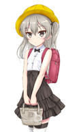 1_female 1girl backpack bag bangs bare_arms bare_shoulders black_bow black_bowtie black_hairband black_neckwear black_skirt bow bowtie brown_eyes closed_mouth collared_shirt commentary_request der_film dress_shirt eyebrows eyebrows_visible_through_hair fanart fanart_from_pixiv female flipper girls_und_panzer grey_hair hair_between_eyes hair_bow hairband hat high-waist_skirt high_resolution highres holding holding_bag long_hair looking_at_viewer one_side_up pixiv pleated_skirt randoseru safe school_hat sensitive shimada_alice shimada_arisu shirt simple_background skirt sleeveless sleeveless_shirt solo striped striped_legwear striped_thighhighs thighhighs white_background white_shirt yellow_headwear // 800x1391 // 136.5KB