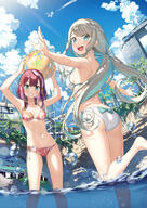 2 2d_art 2girls 5th-year aqua_eyes armpits arms_up ass ass_visible_through_thighs ball bare_arms bare_shoulders beachball bikini blue_eyes breasts butt_crack cleavage clothing cloud clouds commentary_request d danbooru day female from_behind gelbooru gluteal_fold grey_hair grin halterneck headphones headphones_around_neck high_resolution highres kamisama_no_you_na_kimi_e kamisama_no_youna_kimi_e kantoku leg_up loli_face long_hair looking_at_viewer looking_back medium_breasts multiple_girls open-mouth_smile open_mouth outdoors outstretched_arms partially_submerged pixiv_1565632 pixiv_98097276 questionable red_bikini red_hair red_swimsuit redhead s safe sankaku sensitive side-tie_bikini side-tie_bikini_bottom smile sonomura_haduki sonomura_hazuki standing standing_on_one_leg strap_gap string_bikini sunlight swimsuit swimsuits thighs tsukuyomi tsukuyomi_(kamikimi) tsukuyomi_(kamisama_no_youna_kimi_e) very_long_hair wading wet white_bikini white_swimsuit カントク 白肌 神様のような君へ // 1555x2200 // 1.5MB